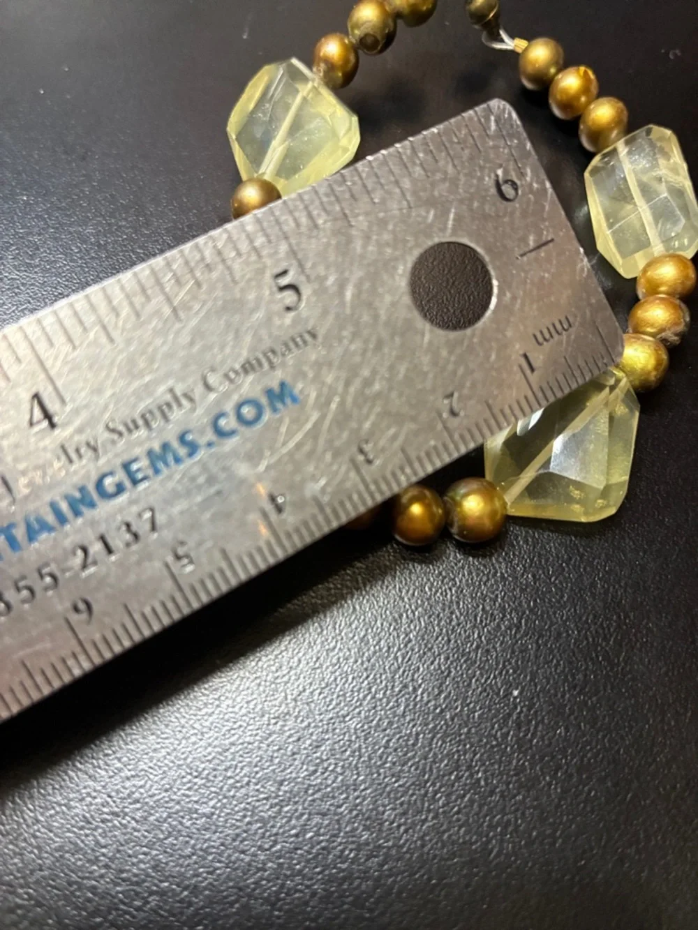 Israeli Cut natural lemon quartz gemstone and pearl magnetic clasp Bracelet - Picture 12 of 16